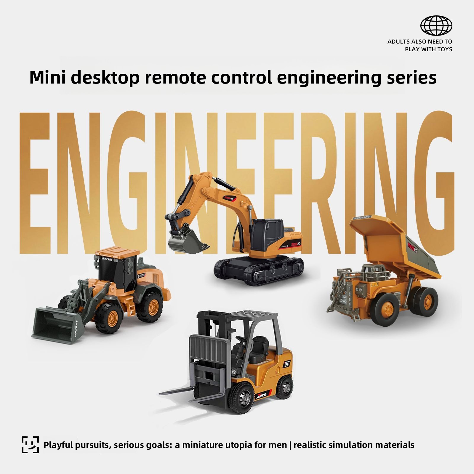 Model Kit Excavator - مجموعة سيارات هندسية معدنية تعمل بالتحكم